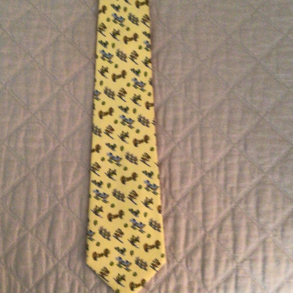 Yellow pattern tie awaits a holiday purchase.